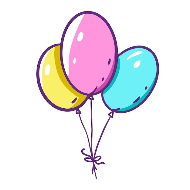 Un dibujo de tres globos con un lazo.