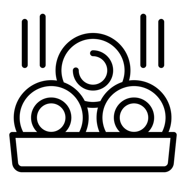 Dibujo de tres panes de bao al vapor en una canasta listos para ser servidos