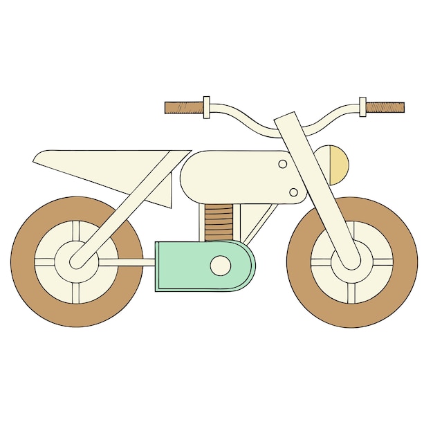 un dibujo de un triciclo con un fondo marrón y blanco