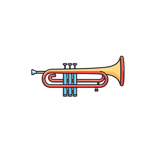 Vector un dibujo de una trompeta con un fondo azul.