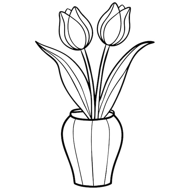 un dibujo de tulipanes en un dibujo en blanco y negro
