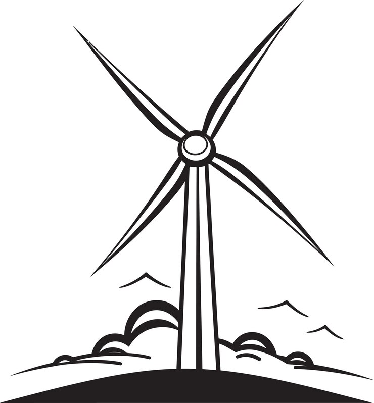 Vector un dibujo de una turbina eólica con las palabras "turbina eólica" en él
