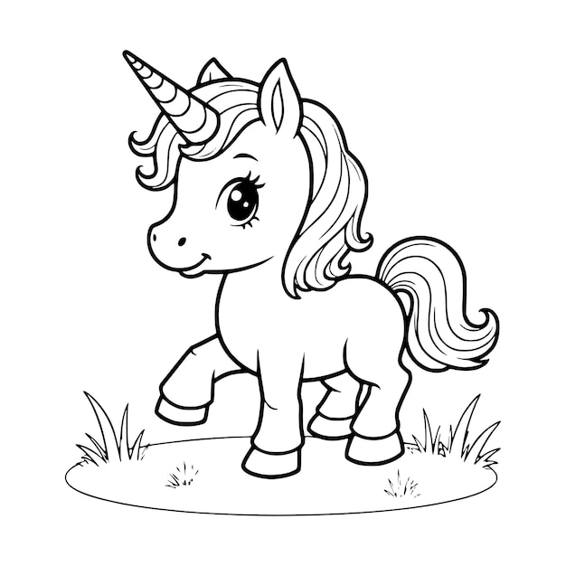 dibujo de unicornio lindo para niños de libros de colorear