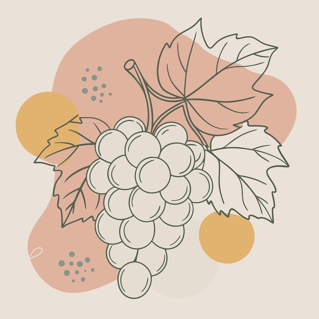 un dibujo de uvas con una hoja en él