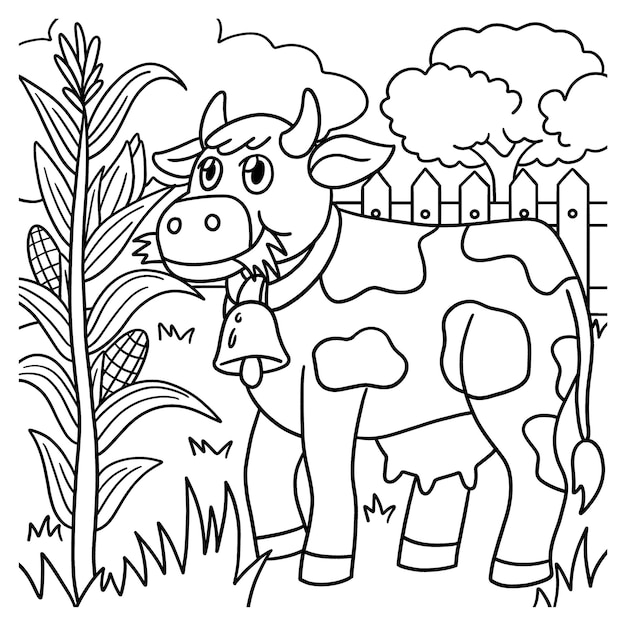 Vector dibujo de vaca para colorear para niños