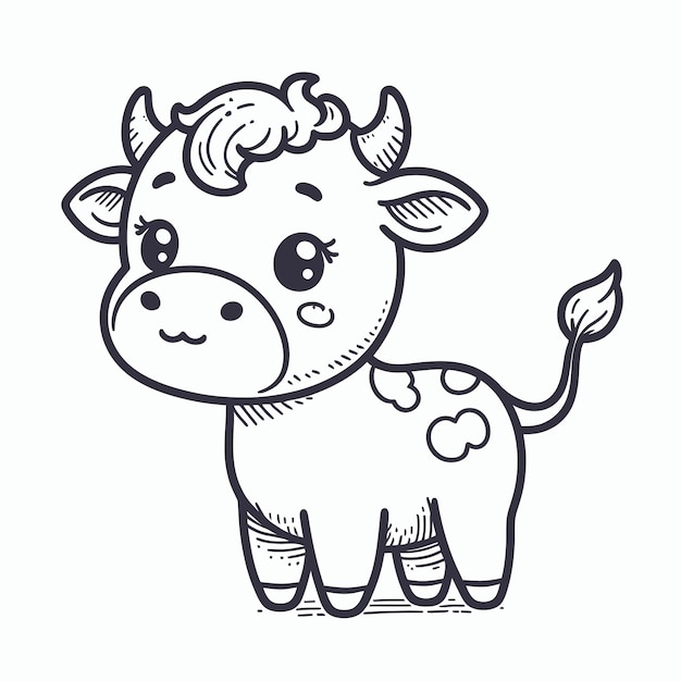 un dibujo de una vaca con un corazón en él