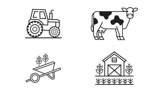 un dibujo de una vaca y un tractor con una vaca en él