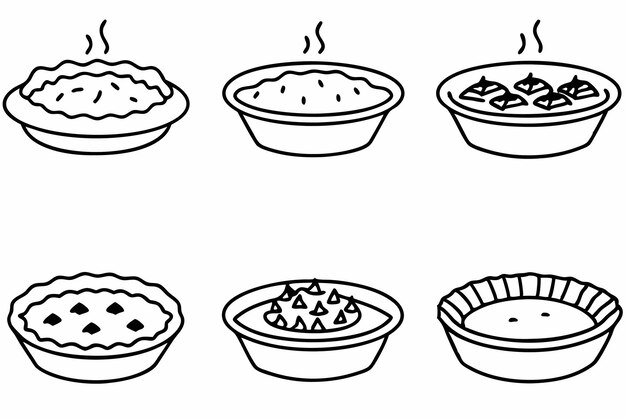 un dibujo de varios platos con diferentes sabores de comida