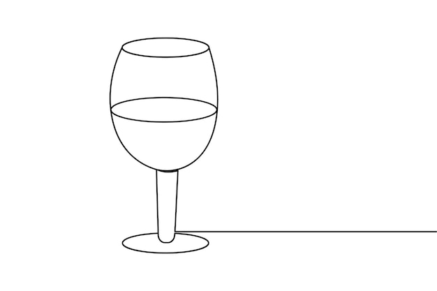 un dibujo de un vaso de vino con un vaso medio lleno de agua