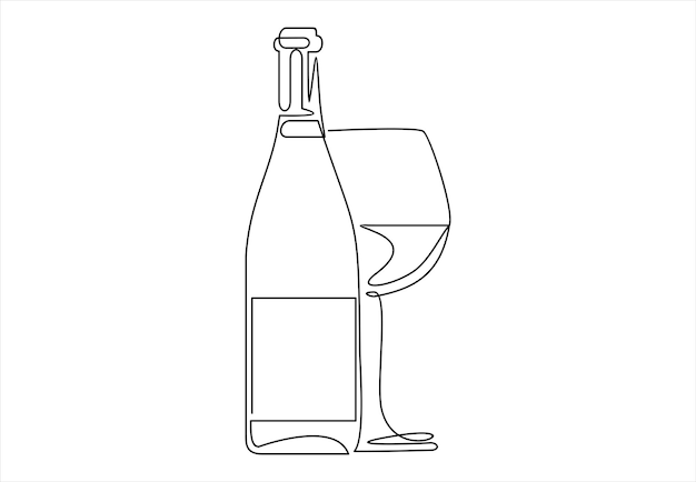 un dibujo de un vaso de vino y un vaso con un vidrio de vino en él