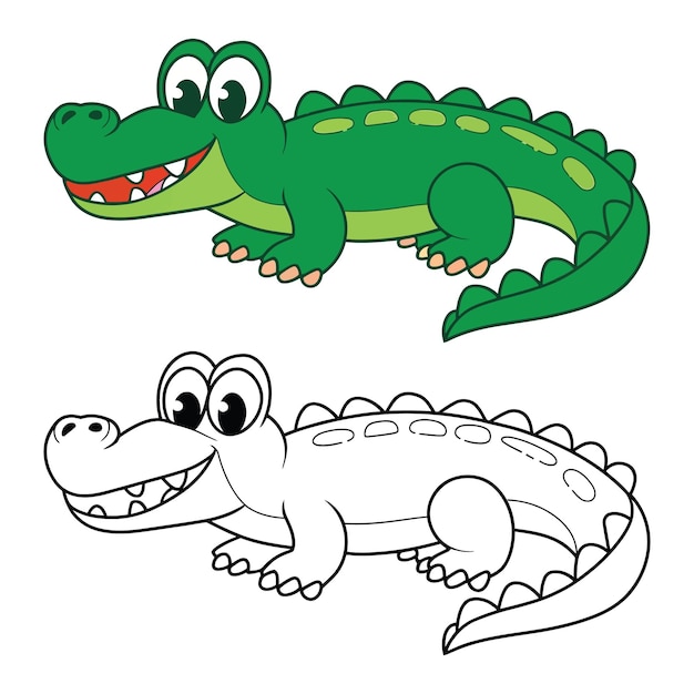 un dibujo de un vector de cocodrilo para niños libro para colorear