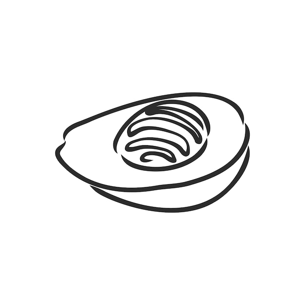 Dibujo vectorial de aguacate sobre un fondo blanco Ilustración de contorno de aguacate