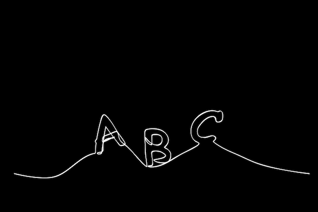 Dibujo vectorial alfabeto mayúsculas abc línea única para elemento de diseño