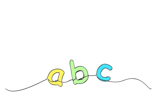 Dibujo vectorial alfabeto minúscula abc línea única para elemento de diseño