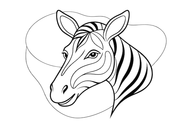 Dibujo vectorial artístico de la línea de la cabeza de la cebra