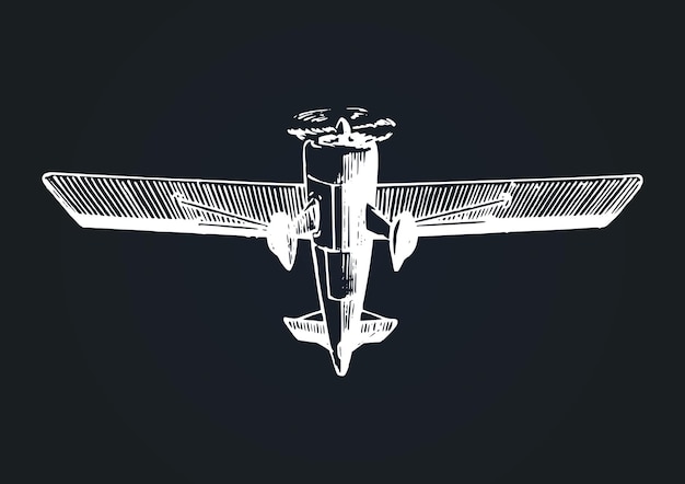 Dibujo vectorial de aviones voladores Tarjeta de cartel de avión retro vintage Dibujo a mano
