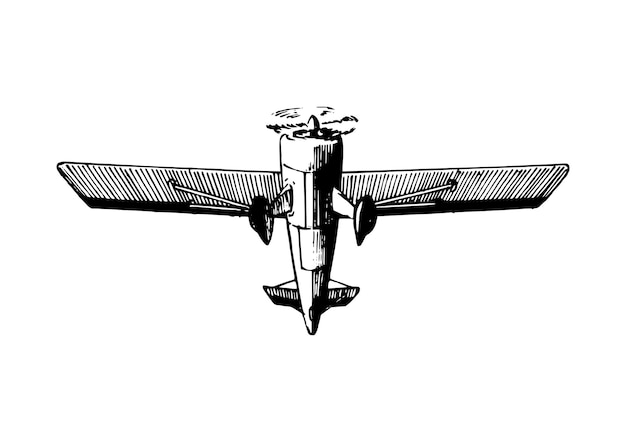 Vector dibujo vectorial de aviones voladores tarjeta de cartel de avión retro vintage imagen de aviación de boceto a mano