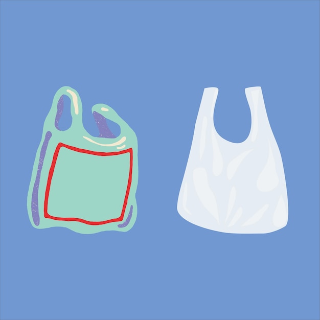 Un dibujo vectorial de bolsas de plástico