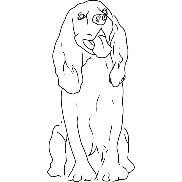 Dibujo vectorial bosquejado a mano de perro Cocker Spaniel inglés