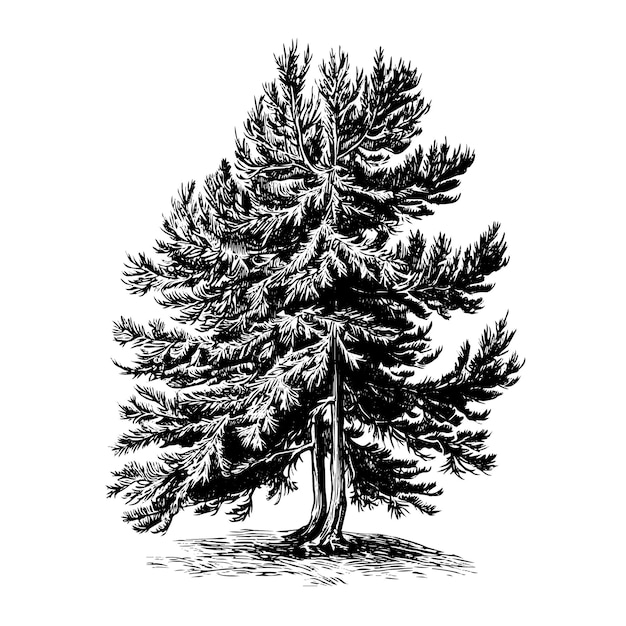 Dibujo vectorial de cedro Ilustración de estilo grabado de objeto dibujado a mano aislado