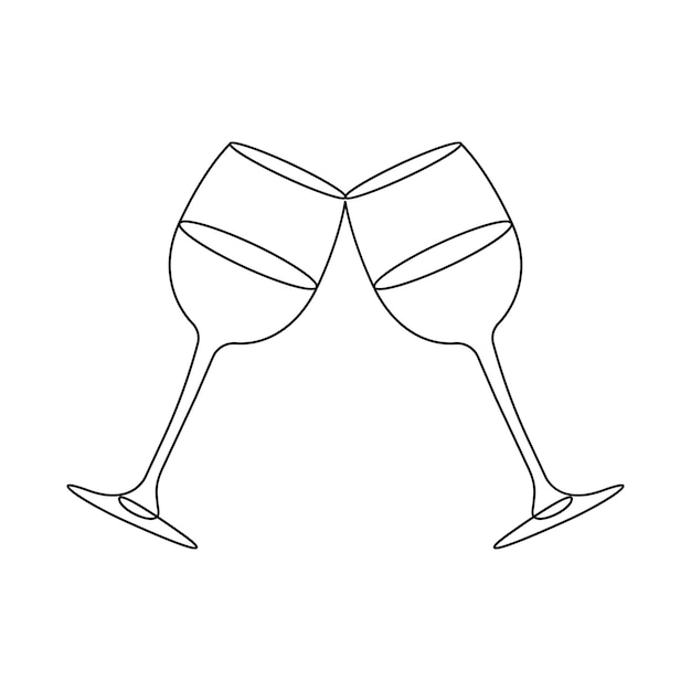 Dibujo vectorial continuo de una línea de copa de vino, el mejor uso para el banner y el fondo del cartel del logotipo