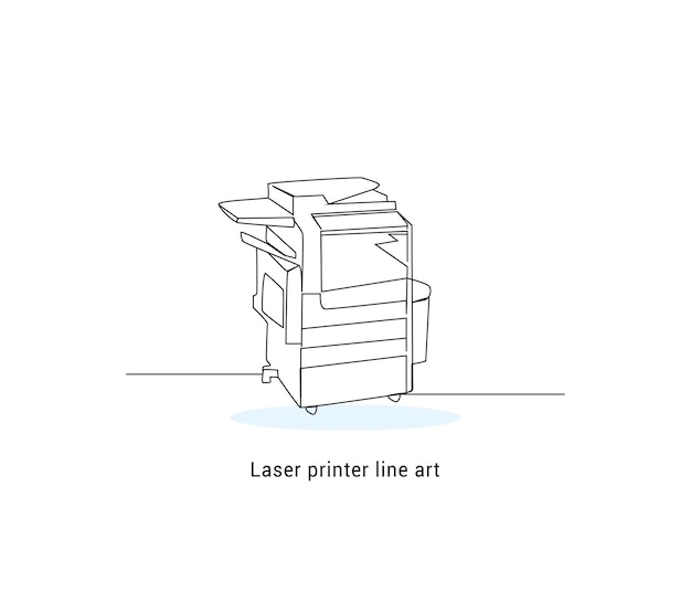 dibujo vectorial continuo de una línea de la impresora láser y la máquina de copiar