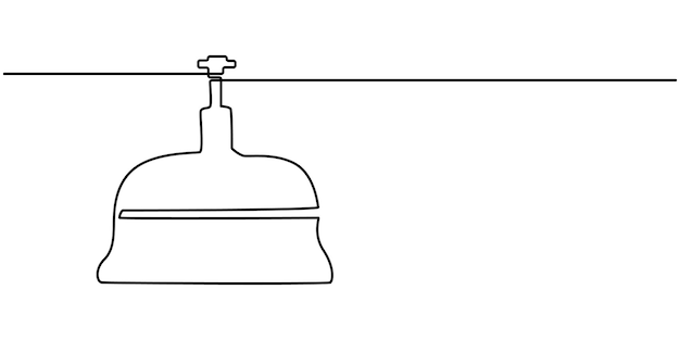 Dibujo vectorial continuo de una sola línea de una campana en silueta sobre un fondo blanco