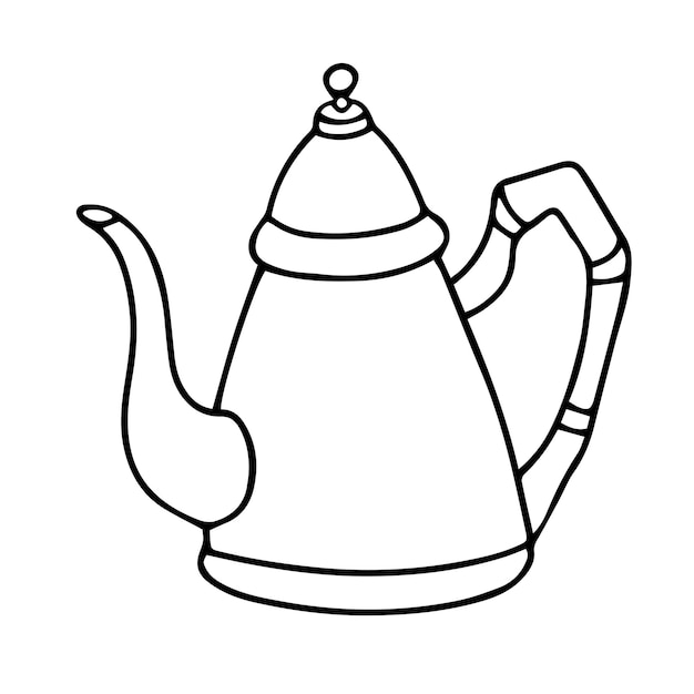 Dibujo vectorial de contorno de tetera de estilo oriental vintage