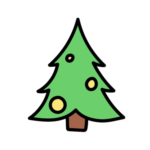 Dibujo vectorial dibujado a mano al estilo de un árbol de Navidad de doodle.