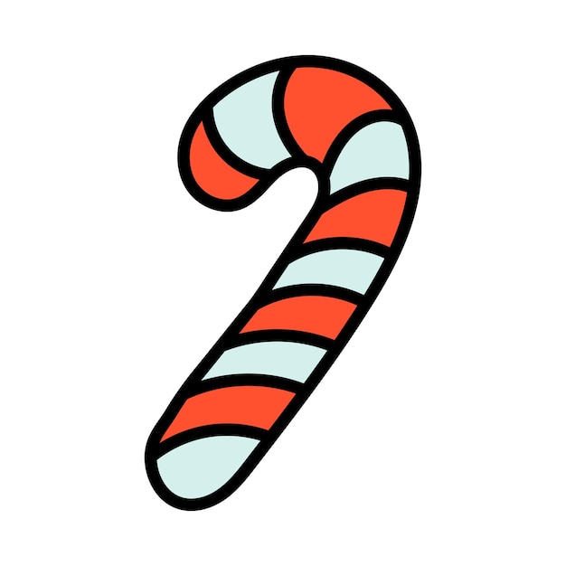 Dibujo vectorial dibujado a mano en el estilo de un bastón de caramelo de Navidad doodle.