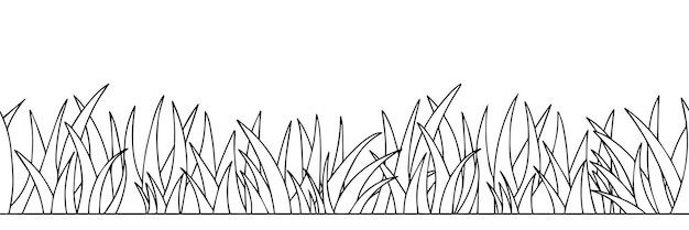 Dibujo vectorial Frontera sin costuras con hierba Libro de colorear