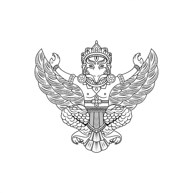 dibujo vectorial de garuda buda ilustración