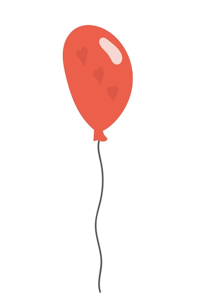 Dibujo vectorial de globo de aire Ilustración dibujada a mano de dibujos animados Globo de aire con corazones pequeños