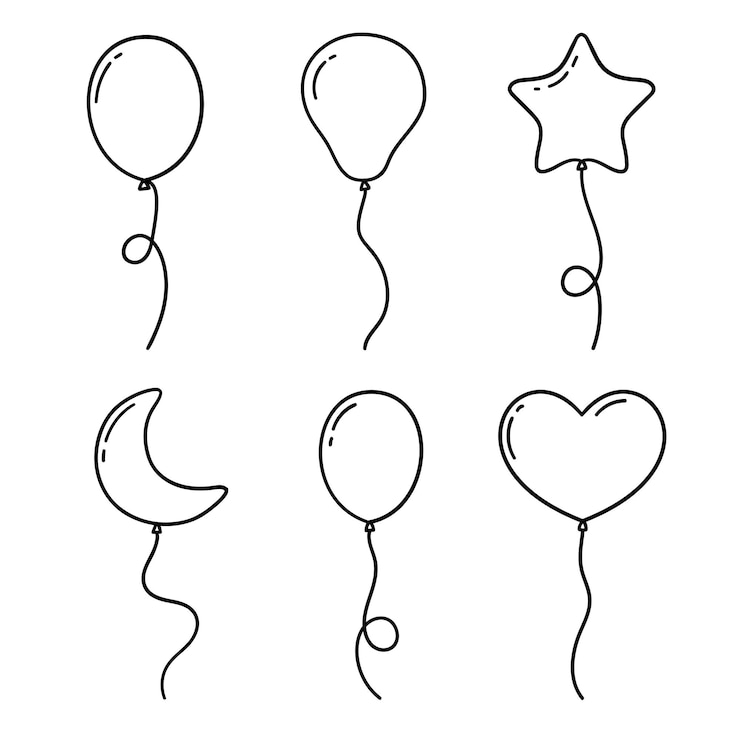 Vector dibujo vectorial de globos de aire caliente en estilo doodle