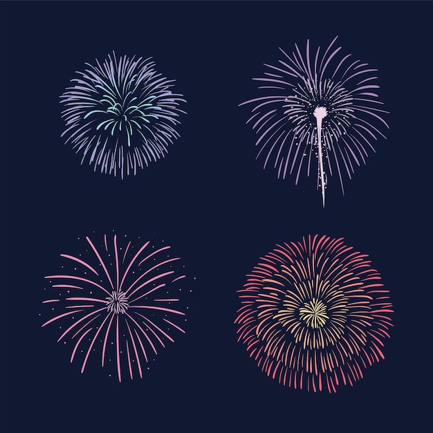 Un dibujo vectorial de un icono de fuegos artificiales que estalla con múltiples colores 4