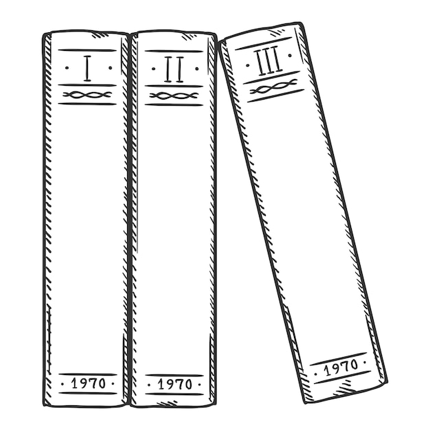 Dibujo vectorial Ilustración Tres libros seguidos