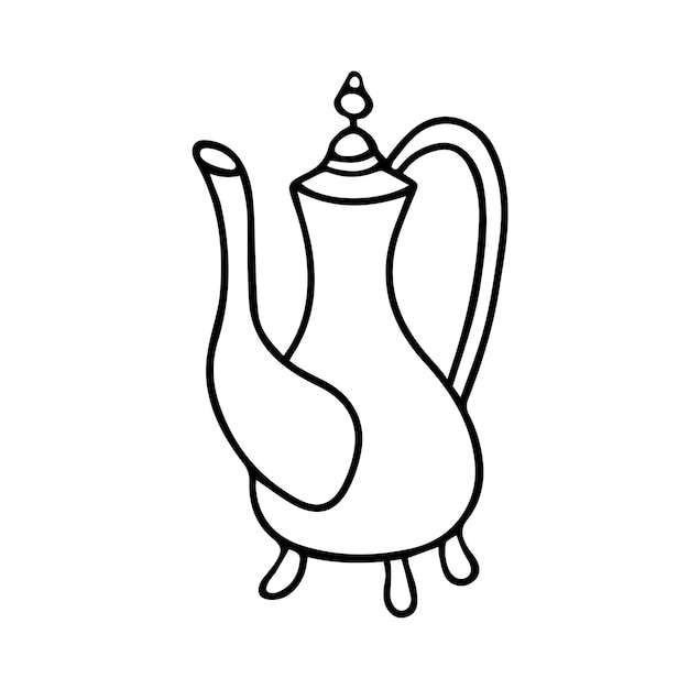 Dibujo vectorial de una jarra oriental una jarra para bebidas una tetera vintage