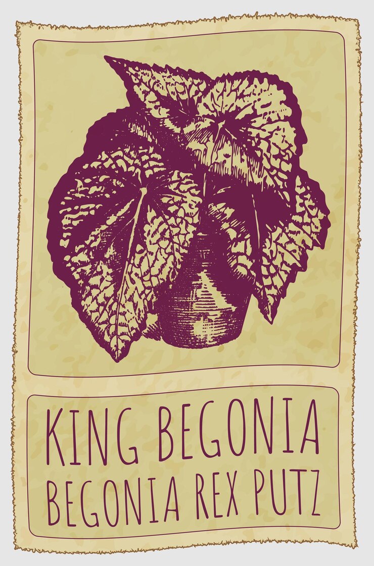 Vector dibujo vectorial king begonia ilustración dibujada a mano el nombre latino es begonia rex putz