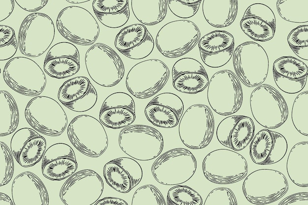 dibujo vectorial de kiwi de patrón sin costuras