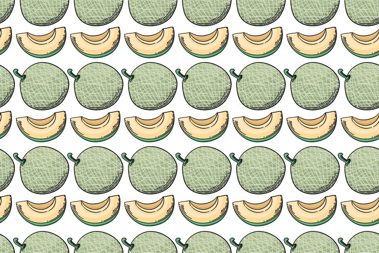 Vector dibujo vectorial de melón de patrón sin costuras