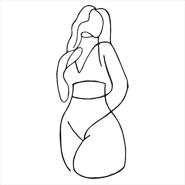 dibujo vectorial de una mujer contorno del cuerpo de la mujer dibujo abstracto en estilo de arte de línea