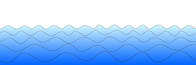 Dibujo vectorial de olas en la frontera sin costuras del mar