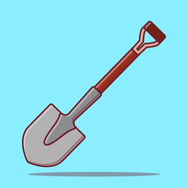 Dibujo vectorial de una pala aislada sobre un fondo blanco acompañado de una ilustración