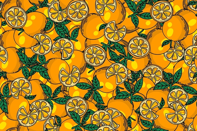 dibujo vectorial de patrón naranja sin costuras