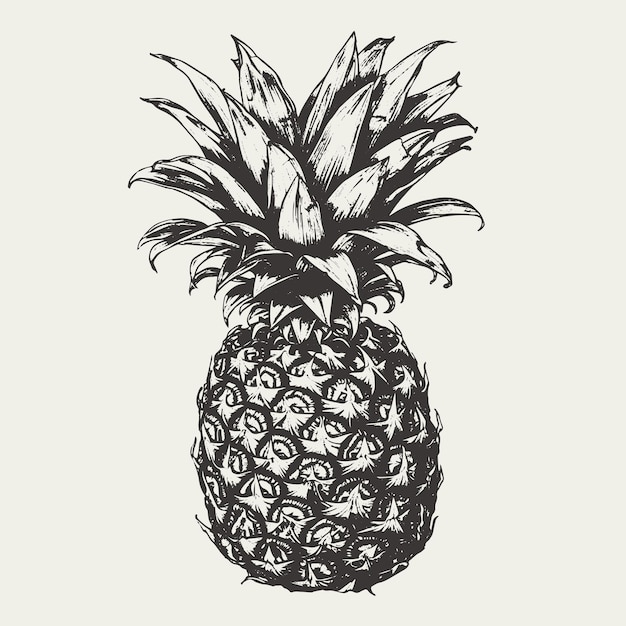 Dibujo vectorial de piña Ilustración de estilo grabado dibujada a mano aislada