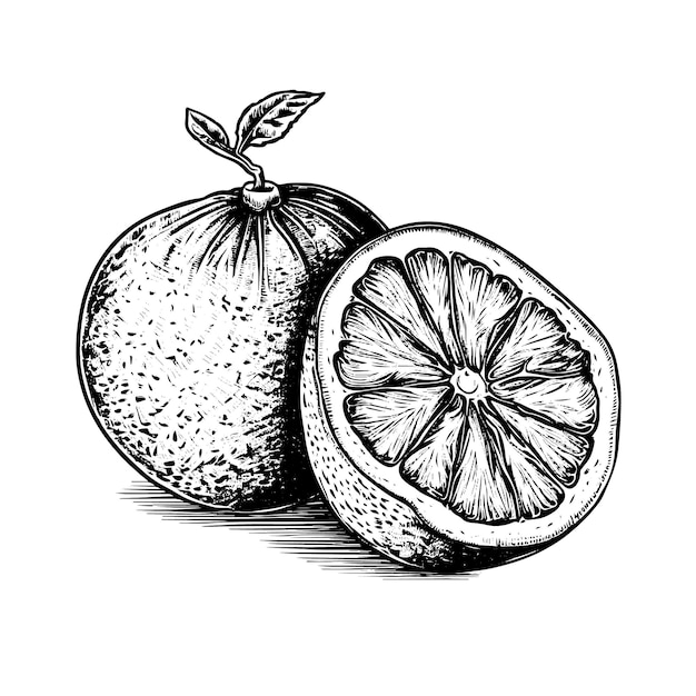 Dibujo vectorial de pomelo Ilustración de estilo grabado dibujada a mano aislada