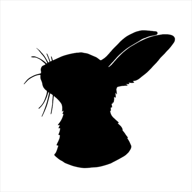 Dibujo vectorial, silueta de liebre, conejo. impresión vintage para pascua. corte de dibujo en blanco y negro