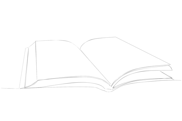 dibujo vectorial simple libro abierto arte de una sola línea, continuo