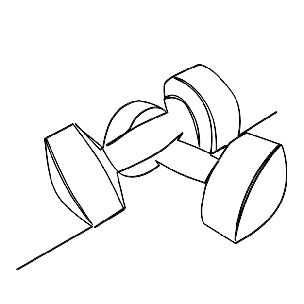 Dibujo vectorial simple con mancuernas hexagonales con mancuernas con mancuernas de una sola línea continua