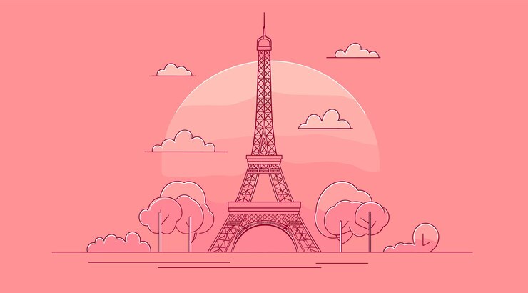Vector dibujo vectorial simple torre eiffel de parís ia generativa